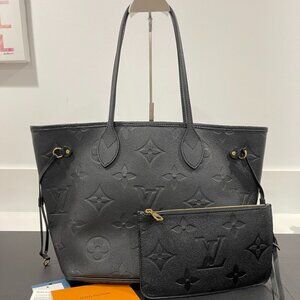 Louis Vuitton Neverfull MM Black Empriente Leather w/ Pouch (JB1334)